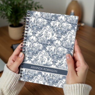 Cuaderno Damás floral vintage Monograma azul toile de jouy