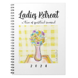 Cuaderno Damas Retreat diseño con flores en una mesa