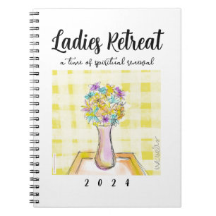 Cuaderno Damas Retreat diseño con flores en una mesa