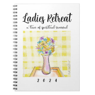 Cuaderno Damas Retreat diseño con flores en una mesa