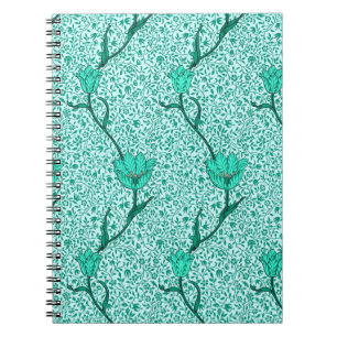 Cuaderno Damascado de Tulipán Art Nouveau, Turquesa