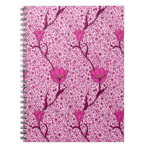 Cuaderno Damascado de Tulipán Art Nouveau, Vino y Rosa Fuch