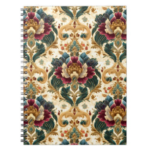 Cuaderno Damascado Floral Victoriano Ornamentado en Verde T