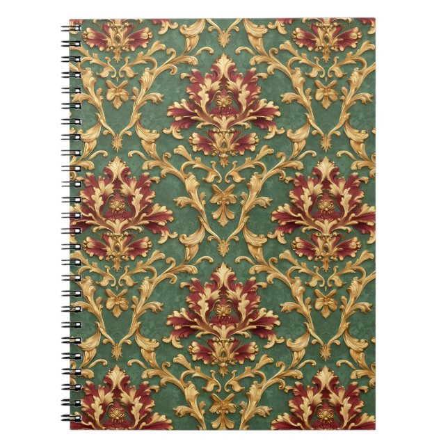 Cuaderno Damasco Barroco de Oro Esmeralda (Frente)