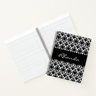 Cuaderno Damasco blanco y negro con clase