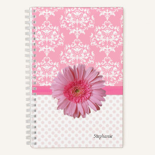 Cuaderno Damasco blanco y rosado Girona