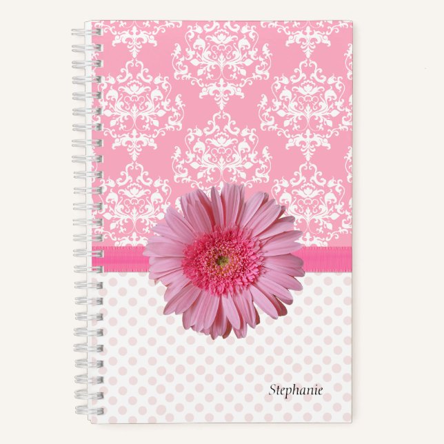Cuaderno Damasco blanco y rosado Girona (Anverso)