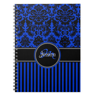 Cuaderno Damasco con franja blanca azul personalizada