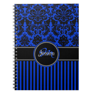Cuaderno Damasco con franja blanca azul personalizada