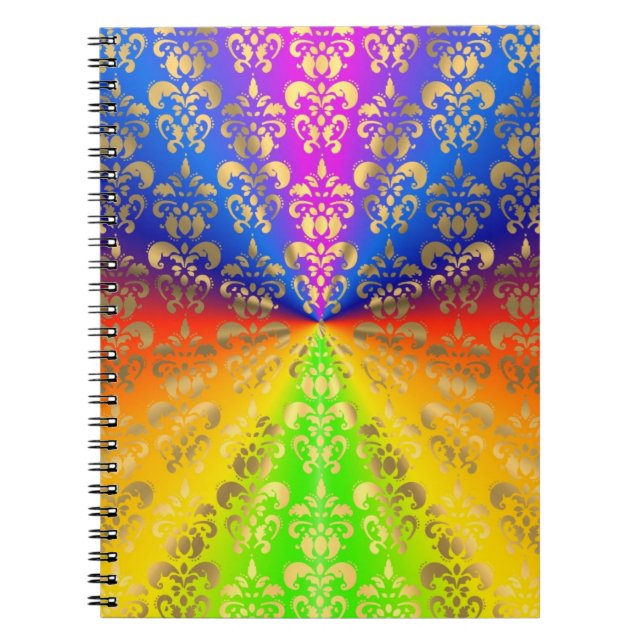 Cuaderno Damasco de arco iris dorado (Frente)