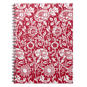 Cuaderno Damasco de claveles de Art Nouveau, rojo y blanco