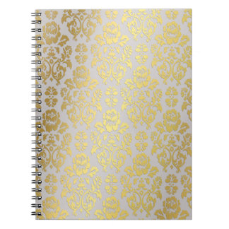 Cuaderno Damasco del Relieve metalizado dorado