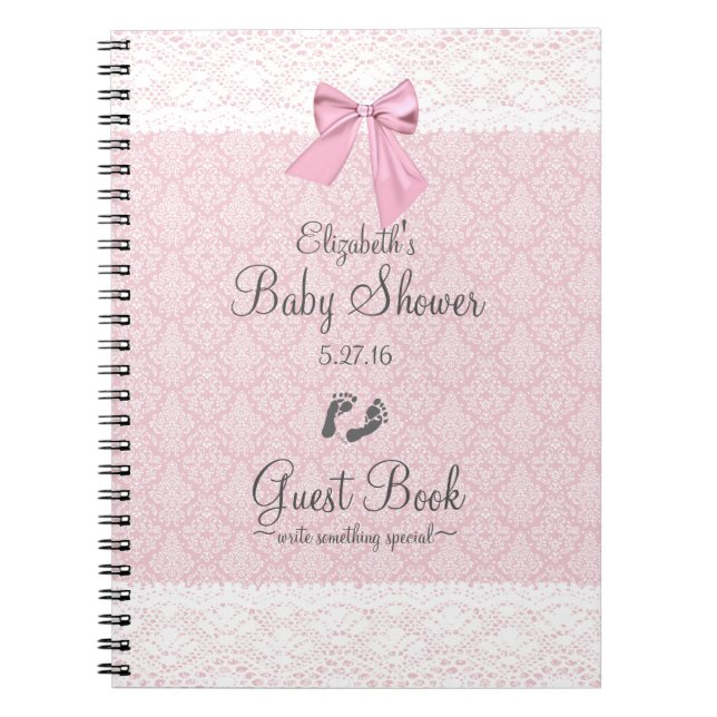 Cuaderno Damasco del rosa del libro de visitas de Baby (Frente)