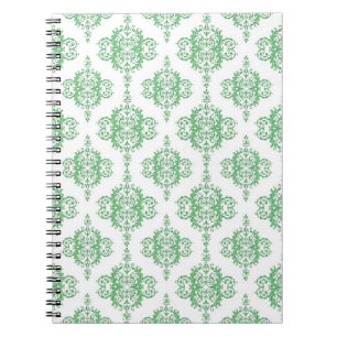 Cuaderno Damasco estilo victoriano verde y blanco