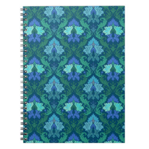 Cuaderno Damasco floral azul elegante