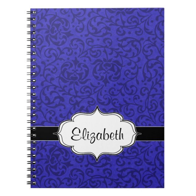 Cuaderno Damasco floral de Cobalt Blue Tudor Garden (Frente)