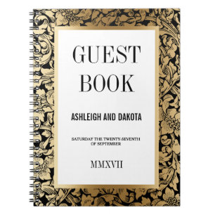 Cuaderno Damasco floral de oro del Guestbook el   de la