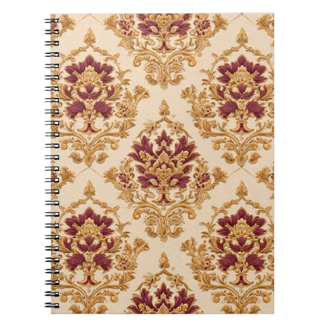 Cuaderno Damasco Floral Dorado Marfil (Frente)