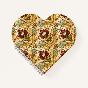 Cuaderno Damasco Floral Victoriano Dorado con Salvia