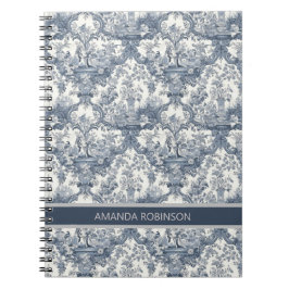 Cuaderno Damasco floral vintage Blue toile de jouy monogram
