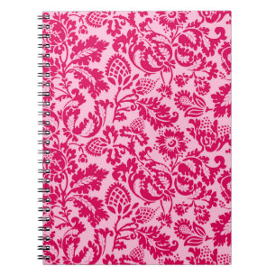 Cuaderno Damasco floral William Morris, fucsia y rosa