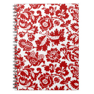 Cuaderno Damasco floral William Morris, rojo profundo y bla