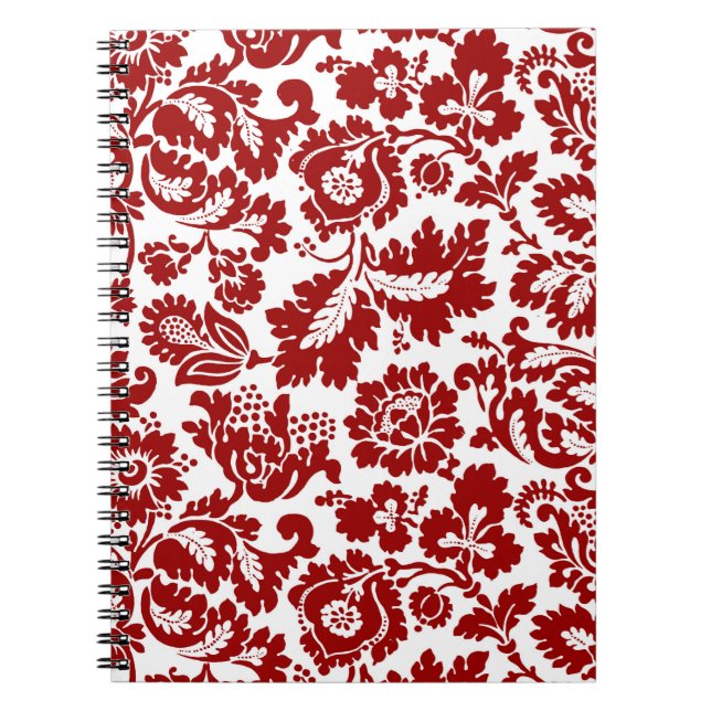 Cuaderno Damasco floral William Morris, rojo profundo y bla (Frente)