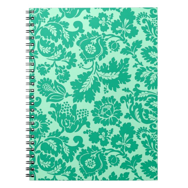 Cuaderno Damasco floral William Morris, Turquesa y Aqua (Frente)