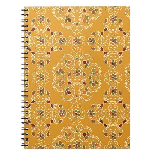Cuaderno Damasco indio tradicional, patrón sin costuras. (Frente)