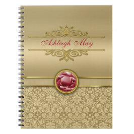Cuaderno Damasco metálico del oro de la falsa piedra