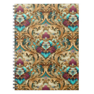 Cuaderno Damasco Ornate Turquesa y Dorado
