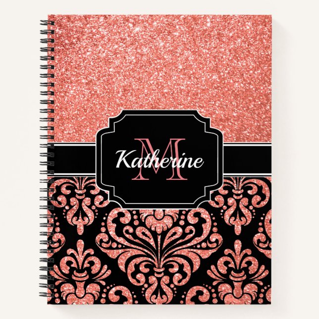Cuaderno Damasco Rosa Purpurina Gold (Anverso)