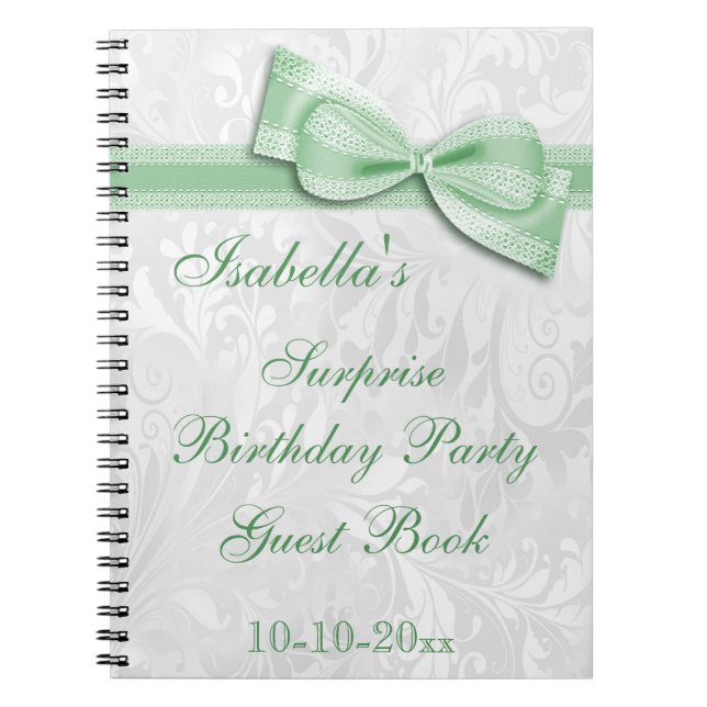 Cuaderno Damasco y arco de la fiesta de cumpleaños de la (Frente)