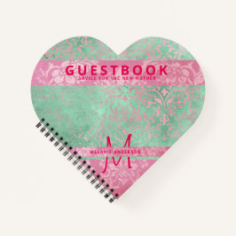 Cuaderno Damask Pink Mint Green Baby Shower Guest