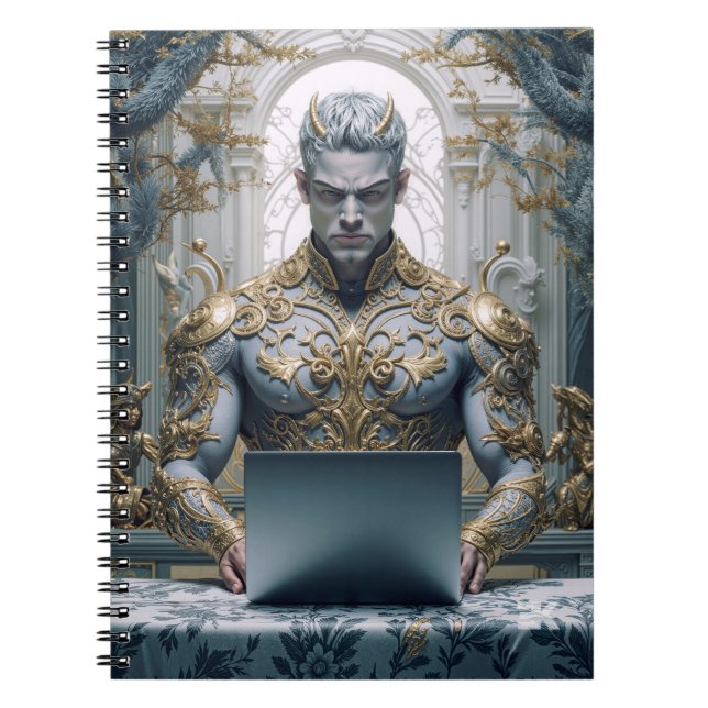 Cuaderno Dämonischer Krieger am Laptop Fantasy (Frente)