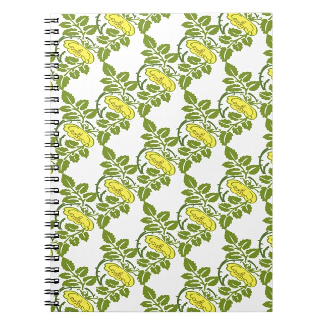Cuaderno Dámpara de fondo de pared de mariposa floral vinta (Frente)