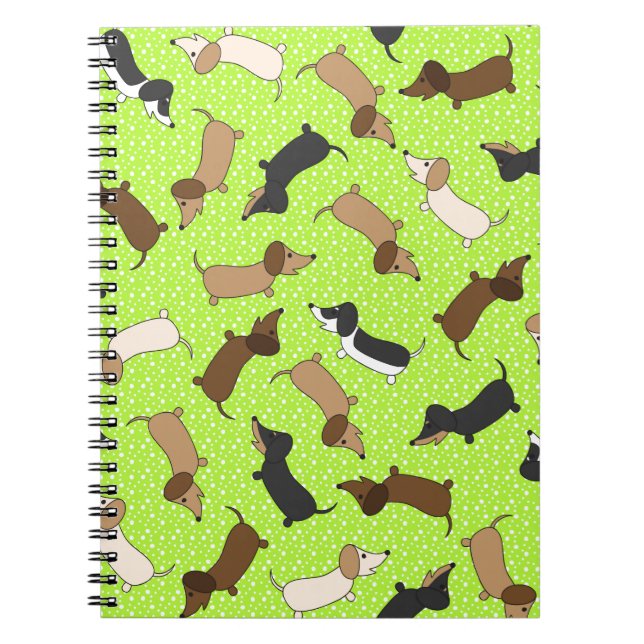Cuaderno Dancing Dachshunds (Lime Green) (Frente)