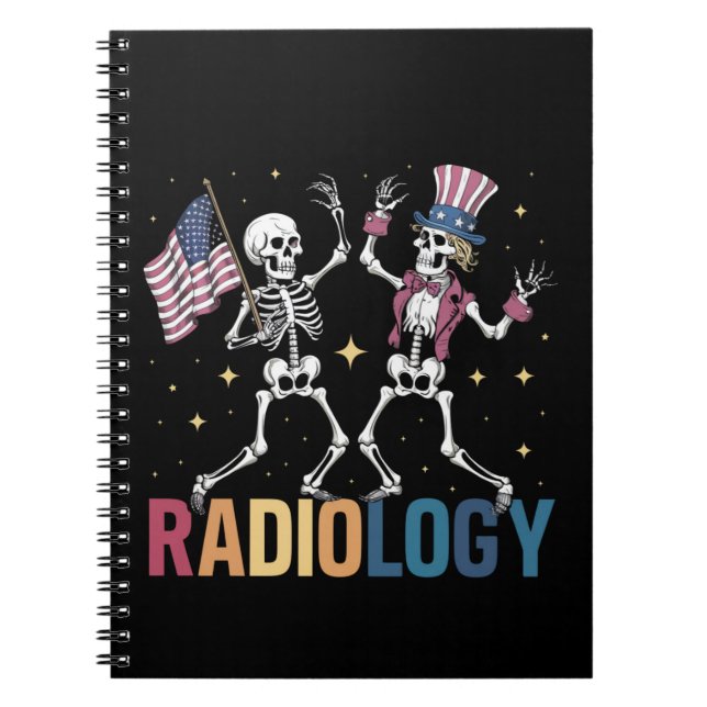 Cuaderno Dancing Skeleton Radiology X-ray Tech Patriotic (Frente)