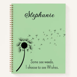 Cuaderno Dandelion En El Viento - Elijo Deseos Verdes