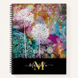 Cuaderno Dandelion Haz un Deseo Personaliza Boho Monograma