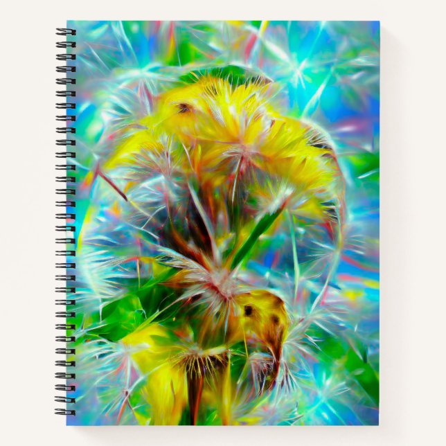 Cuaderno Dandelions etéreos en Neon Dreamscape (Anverso)