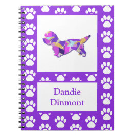 Cuaderno Dandie Dinmont Terrier Dog Silhouette PurplePY&B