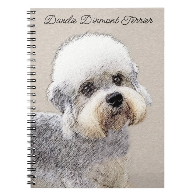 Cuaderno Dandie Dinmont Terrier Pintura Original De Perro (Frente)