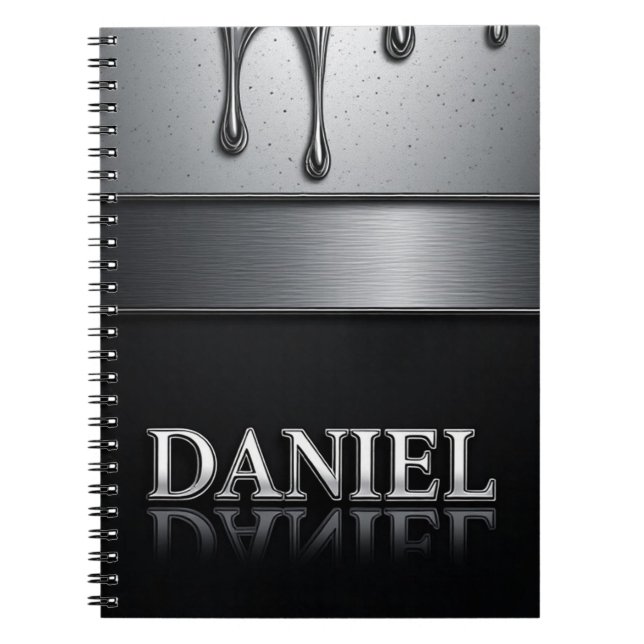 Cuaderno Daniel Nombre con Metal Líquido que Gotea (Frente)