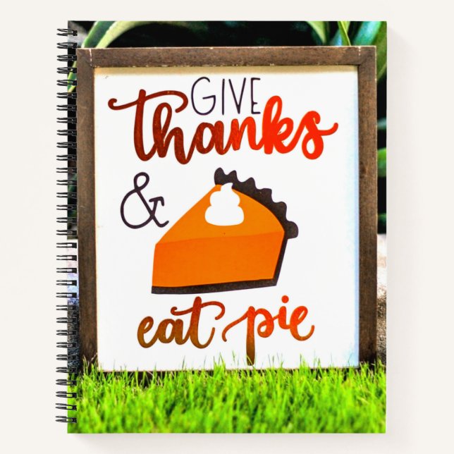 Cuaderno Danos gracias y come pastel de Acción de Gracias (Anverso)