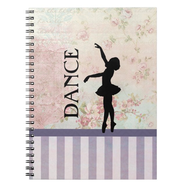 Cuaderno Danza - Ballerina Silhouette sobre fondo vintage (Frente)