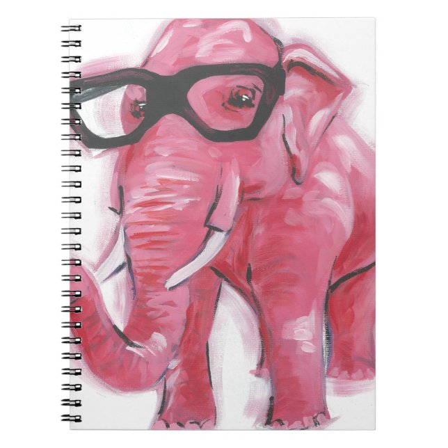 Cuaderno Dapper Animal | Elefante Rosa En Lentes De Ojo (Frente)