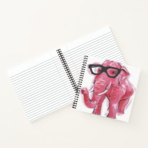 Cuaderno Dapper Animal   Elefante Rosa En Lentes De Ojo