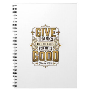 Cuaderno Dar Gracias Salmo 107 Camiseta Cristiana Vintage