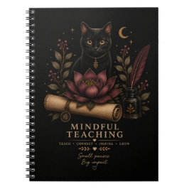 Cuaderno Dark Academia Mindful Teaching Black Cat & Lotus